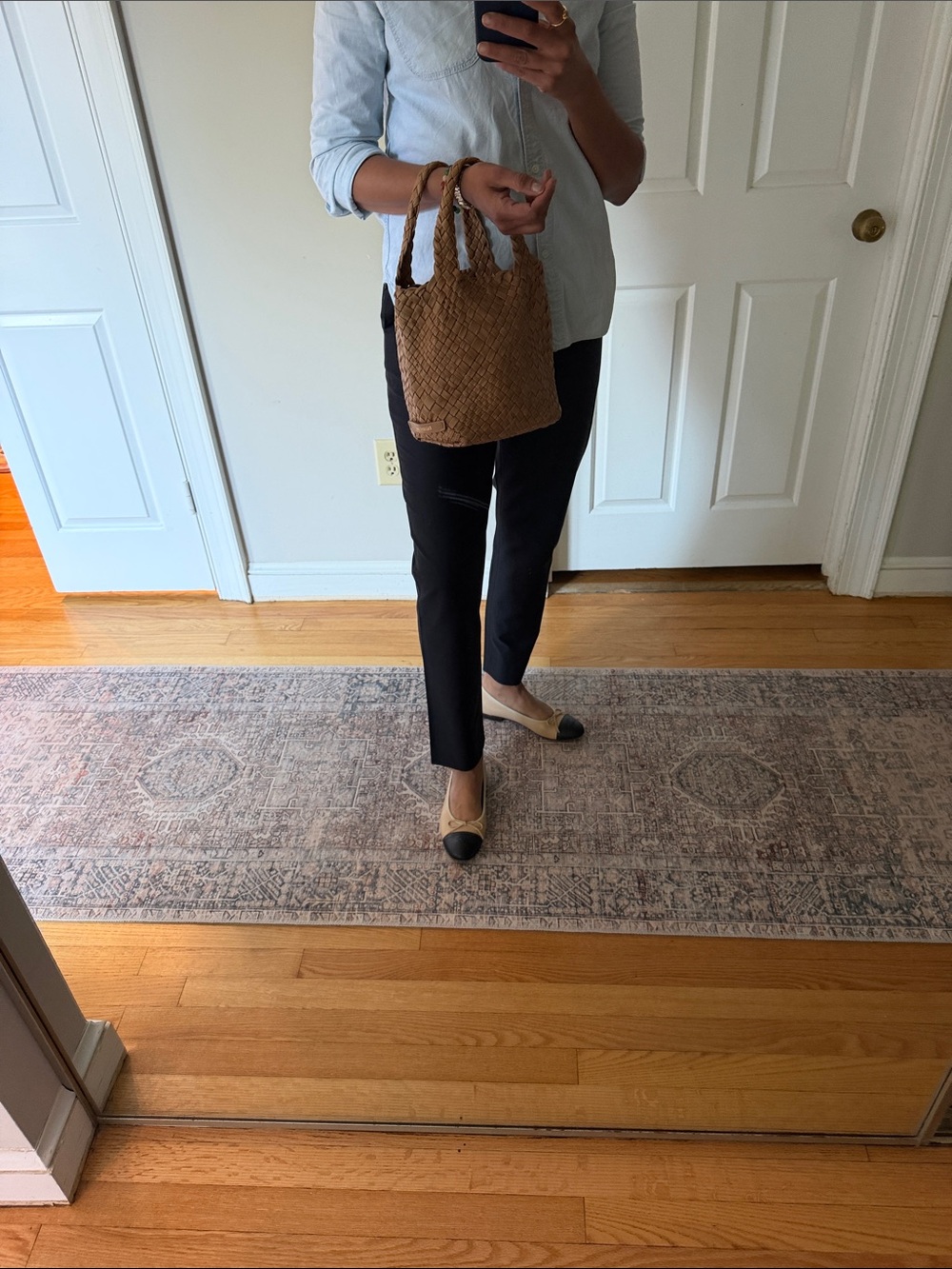 Falorini Woven Leather Tote Bucket Bag in Tan - Picture 2 of 13